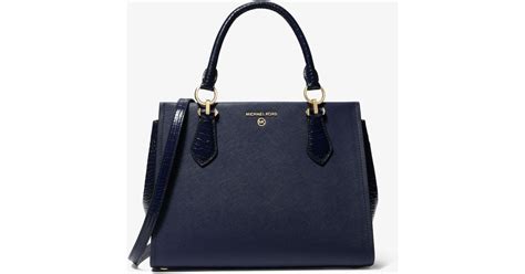 michael kors selma saffiano leather medium satchel navy|Michael Kors marilyn medium saffiano.